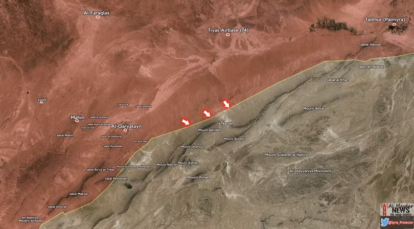 Quân đội Syria tấn công vào vùng sa mạc giữa Syria, gần Al-Qaryatayn