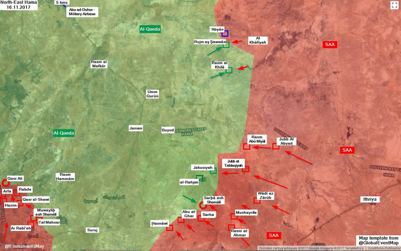 Các mũi tiến công của quân đội Syria trên chiến trường miền đông bắc Hama - ảnh South Front