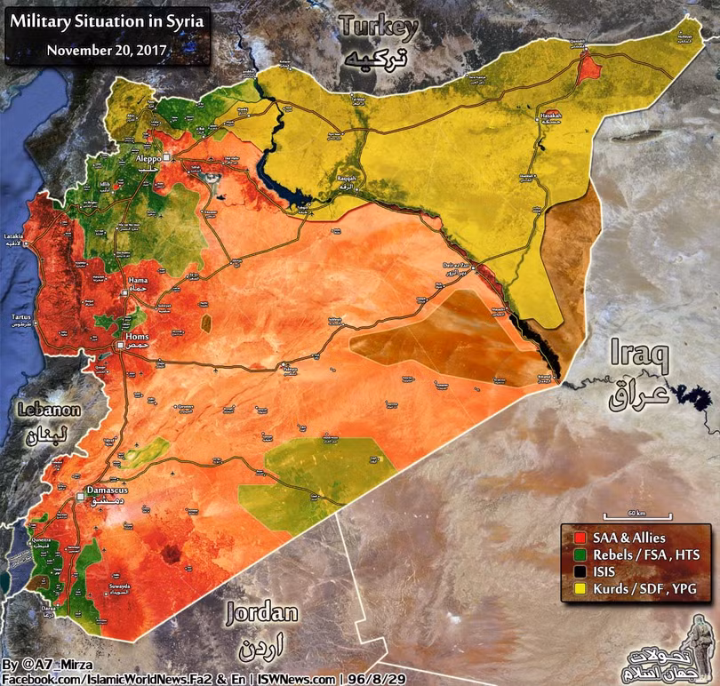 Tình hình chiến sự Syria tính đến ngày 20.11.2017 theo South Front