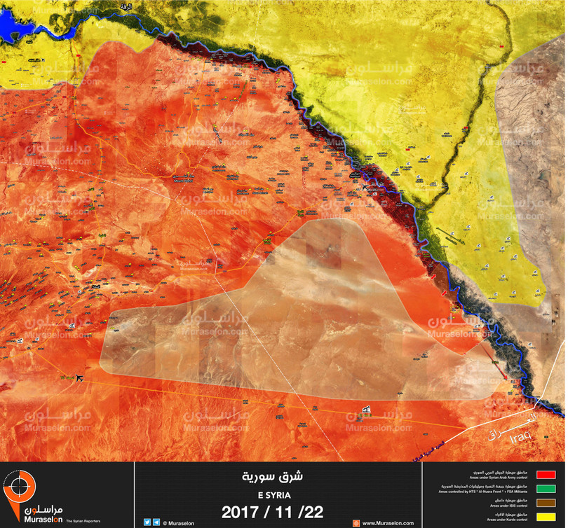 Bản đồ tình hình chiến sự thung lũng phía tây sông Euphrates - ảnh Muraselon