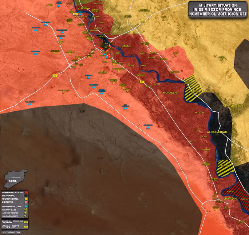 Bản đồ tình hình chiến sự khu vực chiến trường Deir Ezzorr - ảnh South Front