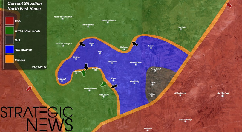 Vùng tấn công của IS trên chiến trường miền bắc Hama - ảnh South Front