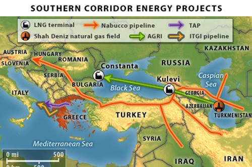 Dự án "Hành lang phương Nam" mà EU đang theo đuổi. Ảnh: Stratf