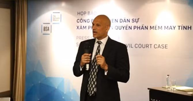 Ông Tarun Sawney, Giám đốc phụ trách chống vi phạm bản quyền khu vực Châu Á- Thái Bình Dương của BSA. Ảnh: Thái Dương. 