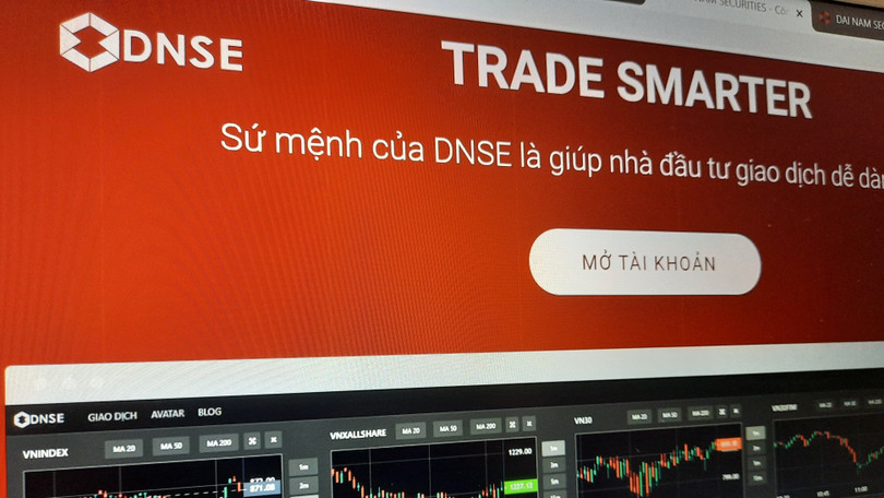 Ảnh chụp màn hình trang chủ DNSE 