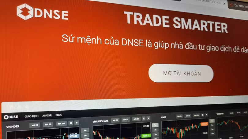 Ảnh chụp màn hình trang chủ DNSE 