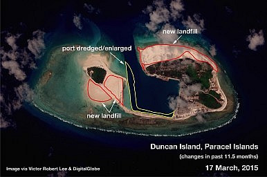 Đảo Quang Hòa sau khi được bồi đắp, mở rộng