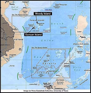 Ví trí hai đảo Phú Lâm và Quang Hòa, nơi Trung Quốc đang gấp rút mở rộng tại quần đảo Hoàng Sa
