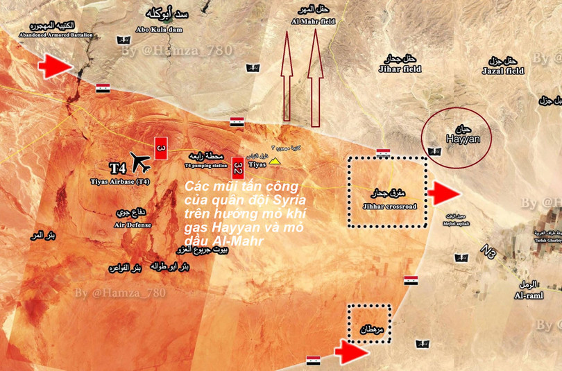 Bàn đổ chiến sự quân đội Syria trên hướng mỏ khí gar Hayyan