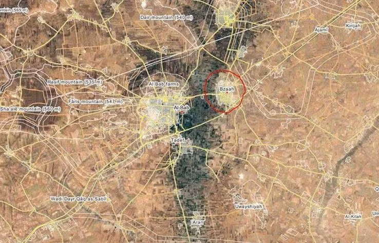 Thị trấn Bazzah, nơi diễn ra cuộc chiến giữa lực lượng Lá chắn Euphrates với IS