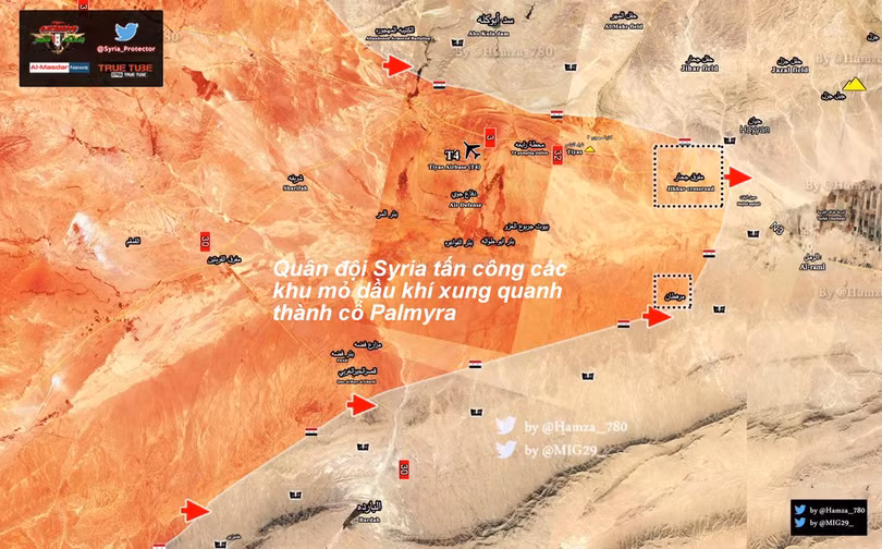 Bàn đồ chiến sự khu vực ngoại ô thành phố cổ Palmyra