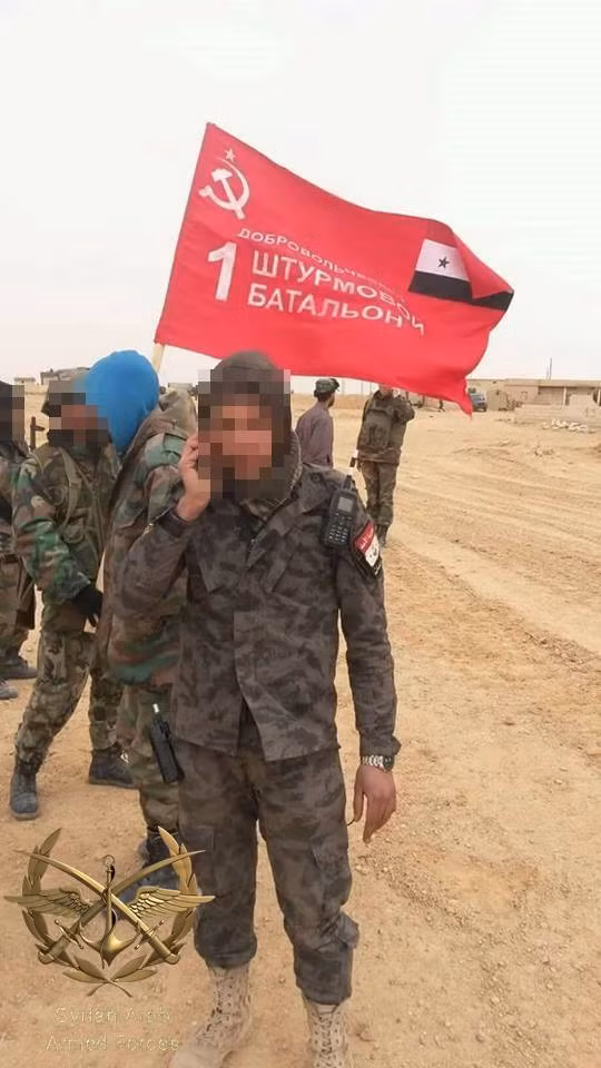 Quân kỳ của một tiểu đoàn quân tình nguyện thuộc quân đoàn 5, chiến đấu trên sa mạc tỉnh Homs