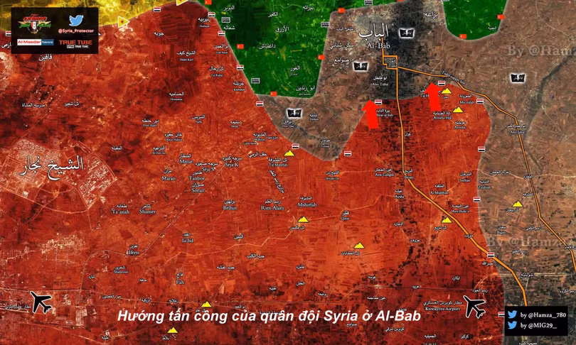 Bản đồ tình hình chiến sự phía đông Aleppo