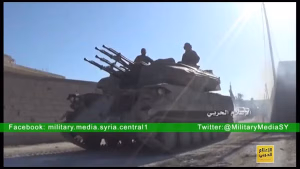 Xe pháo phòng không Shilka quân đội Syria trên khu vực ngoại ô Damascus