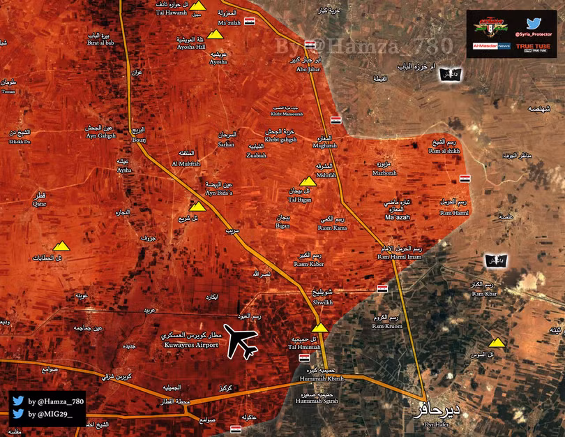 Bản đồ chiến sự vùng đông Aleppo tính đến ngày 23.02.2017
