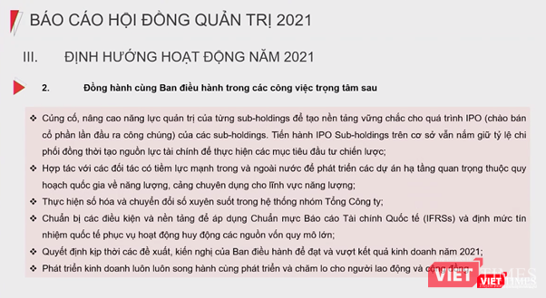 Một số định hướng hoạt động năm 2021 của HĐQT Gelex (Ảnh chụp màn hình)