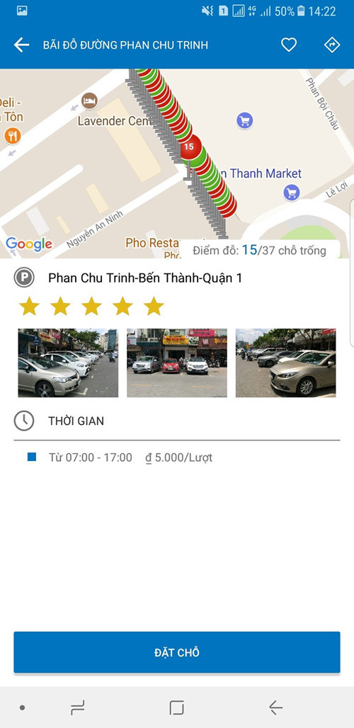 Thử ứng dụng đặt chỗ giữ xe ôtô tại TP.HCM: Nhanh gọn, tiết kiệm thời gian ảnh 7 Số chỗ trống còn lại là 15/37, được hiển thị chi tiết trên ứng dụng