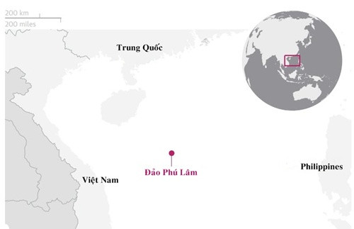Vị trí đảo Phú Lâm thuộc quần đảo Hoàng Sa của Việt Nam. Đồ họa: Guardian