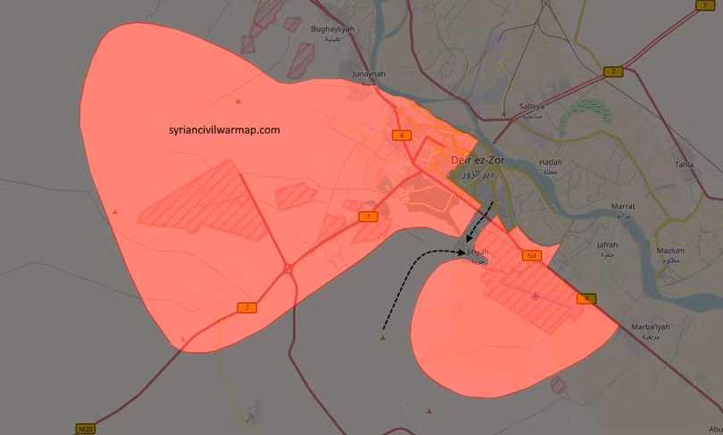 Khu vực phòng thủ chiến trường Deir eZZor bị chia cắt thành 2 theo Amaq của IS