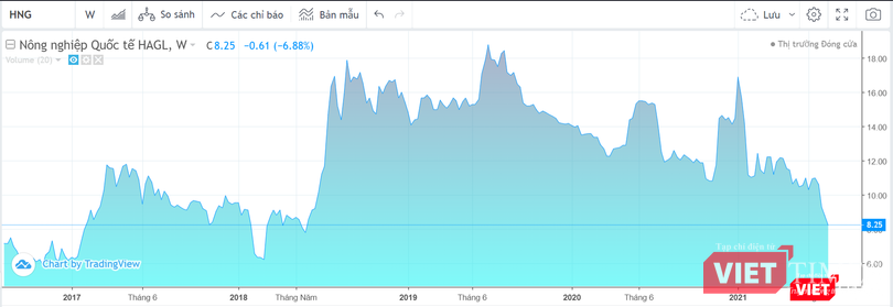 Thị giá cổ phiếu HNG đã giảm xuống dưới mệnh giá (10.000 đồng/cp)
