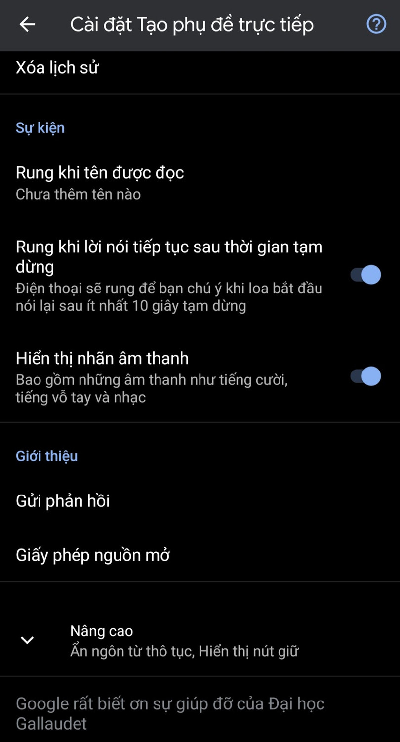 Thiết lập các tính năng khác trong phần cài đặt