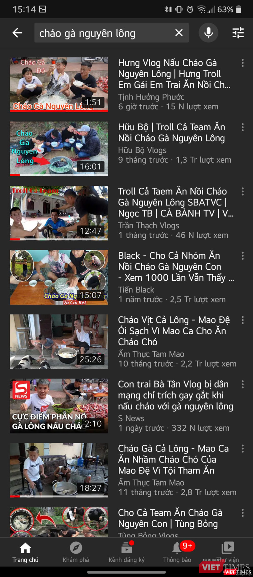 Loạt video phản cảm trên YouTube khi truy vấn từ khóa "cháo gà nguyên lông". Loạt video phản cảm trên YouTube khi truy vấn từ khóa