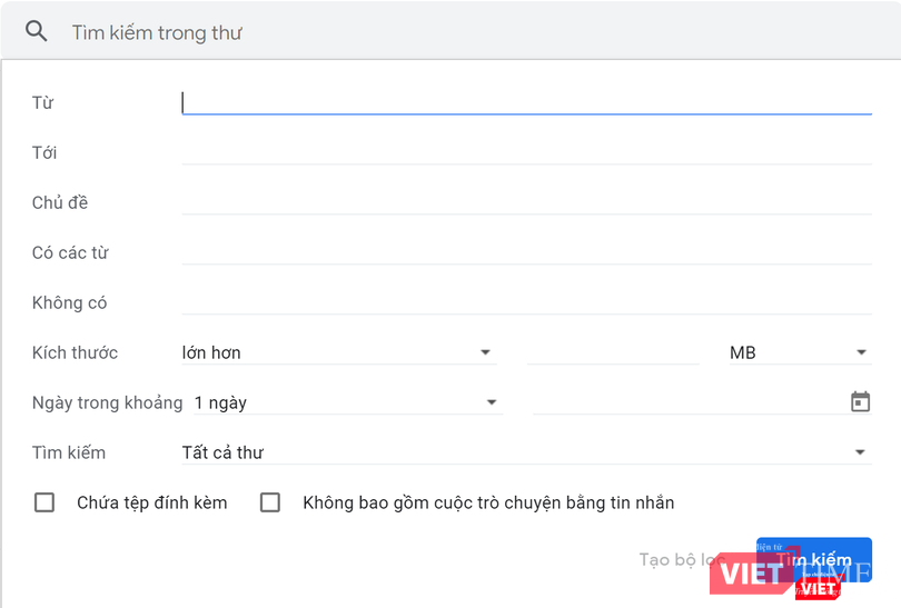 Bộ lọc tìm kiếm thư cũ của Gmail. Bộ lọc tìm kiếm thư cũ của Gmail.