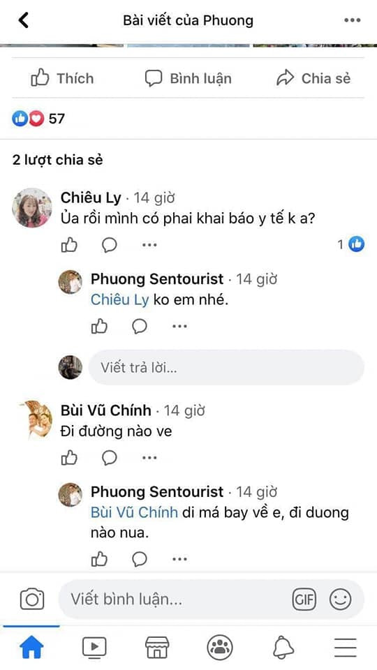 Khi được hỏi về thủ tục khai báo y tế, chủ bài đăng vẫn "hồn nhiên" trả lời thế này. Khi được hỏi về thủ tục khai báo y tế, chủ bài đăng vẫn "hồn nhiên" trả lời thế này.