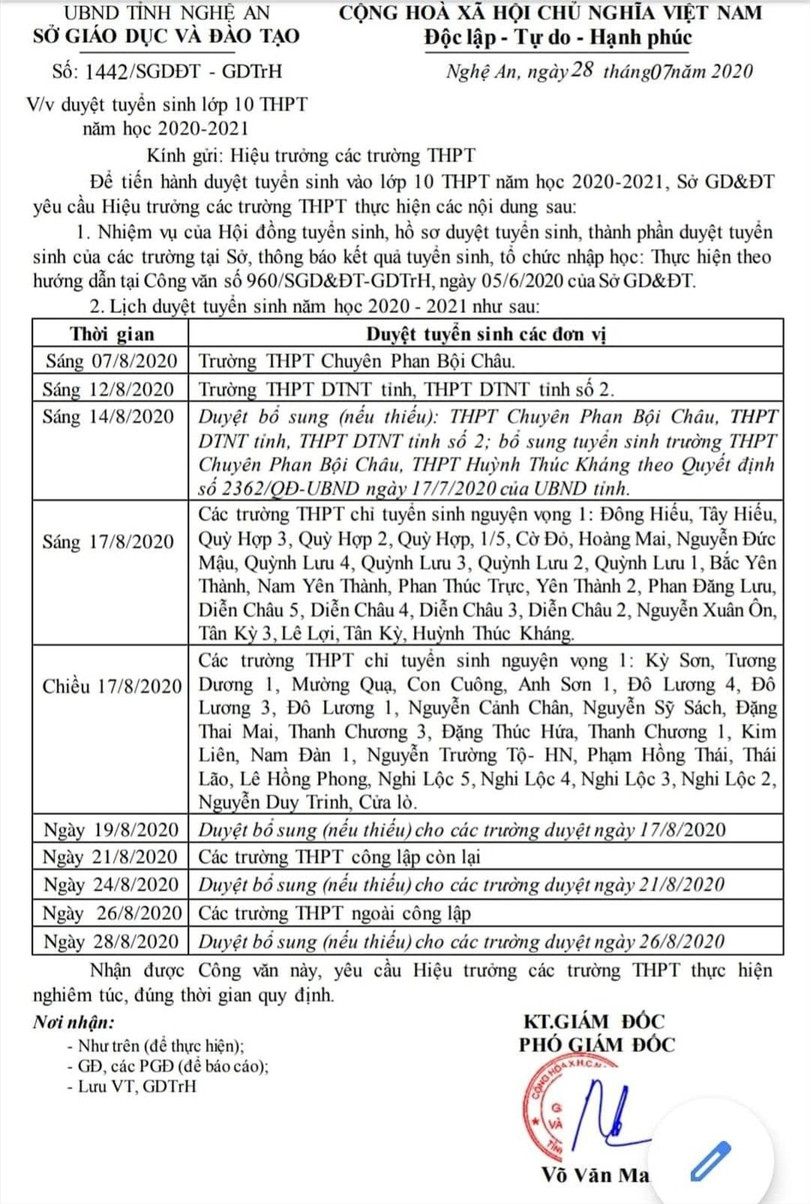 Lịch duyệt tuyển sinh của Sở GD&ĐT tỉnh Nghệ An. Lịch duyệt tuyển sinh của Sở GD&ĐT tỉnh Nghệ An.