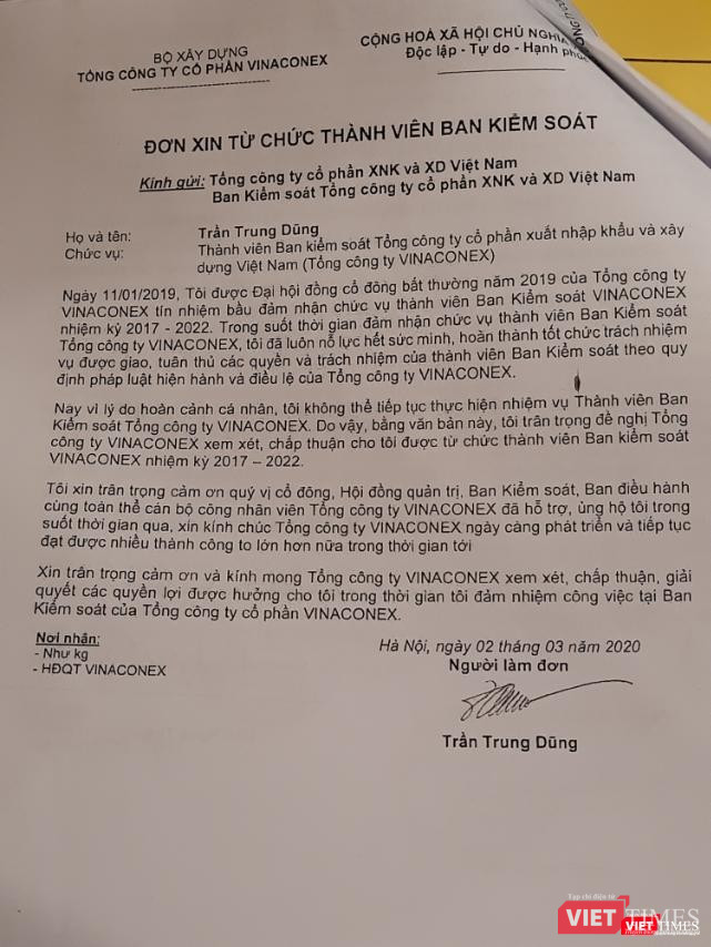 Người của Hùng Túy rút khỏi Ban Kiểm soát Vinaconex