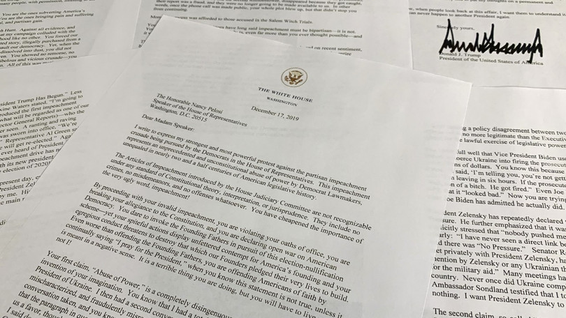 Bức thư mà ông Trump gửi cho Chủ tịch Hạ viện Nancy Pelosi (Ảnh: CNN) Bức thư mà ông Trump gửi cho Chủ tịch Hạ viện Nancy Pelosi (Ảnh: CNN)