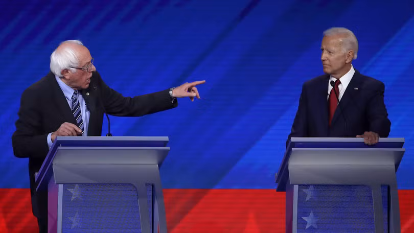 Ứng viên Sanders liên tục la hét và chỉ trỏ trong vòng tranh luận (Ảnh: Getty)