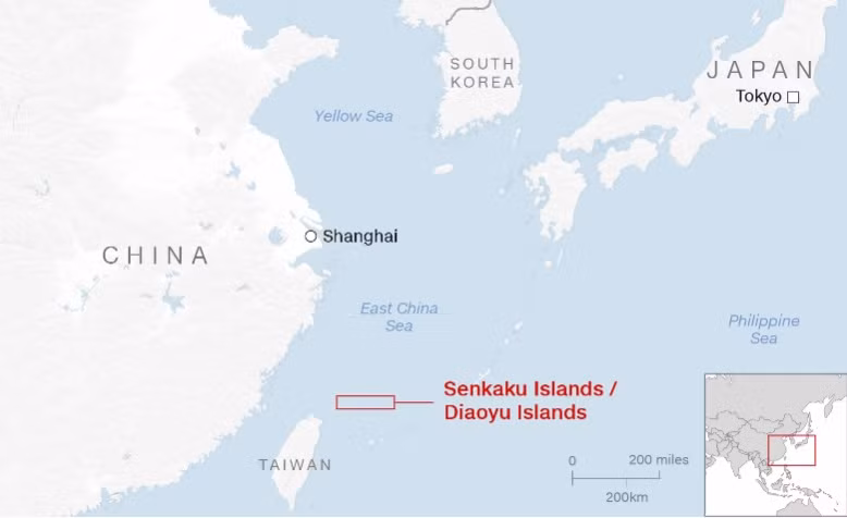 Vị trí quần đảo SenkakuĐiếu Ngư mà Nhật Bản và Trung Quốc đang tranh chấp (Ảnh: CNN)