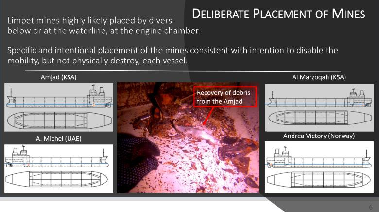 Các nhà điều tra tin rằng vụ tấn công sử dụng mìn gắn vào đáy tàu (Ảnh: CNN)