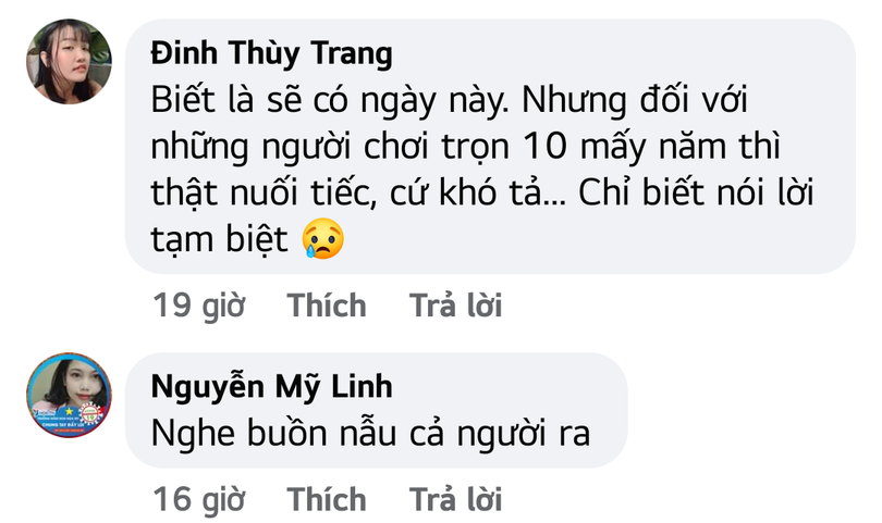 Game thủ tỏ ra tiếc nuối. Game thủ tỏ ra tiếc nuối.