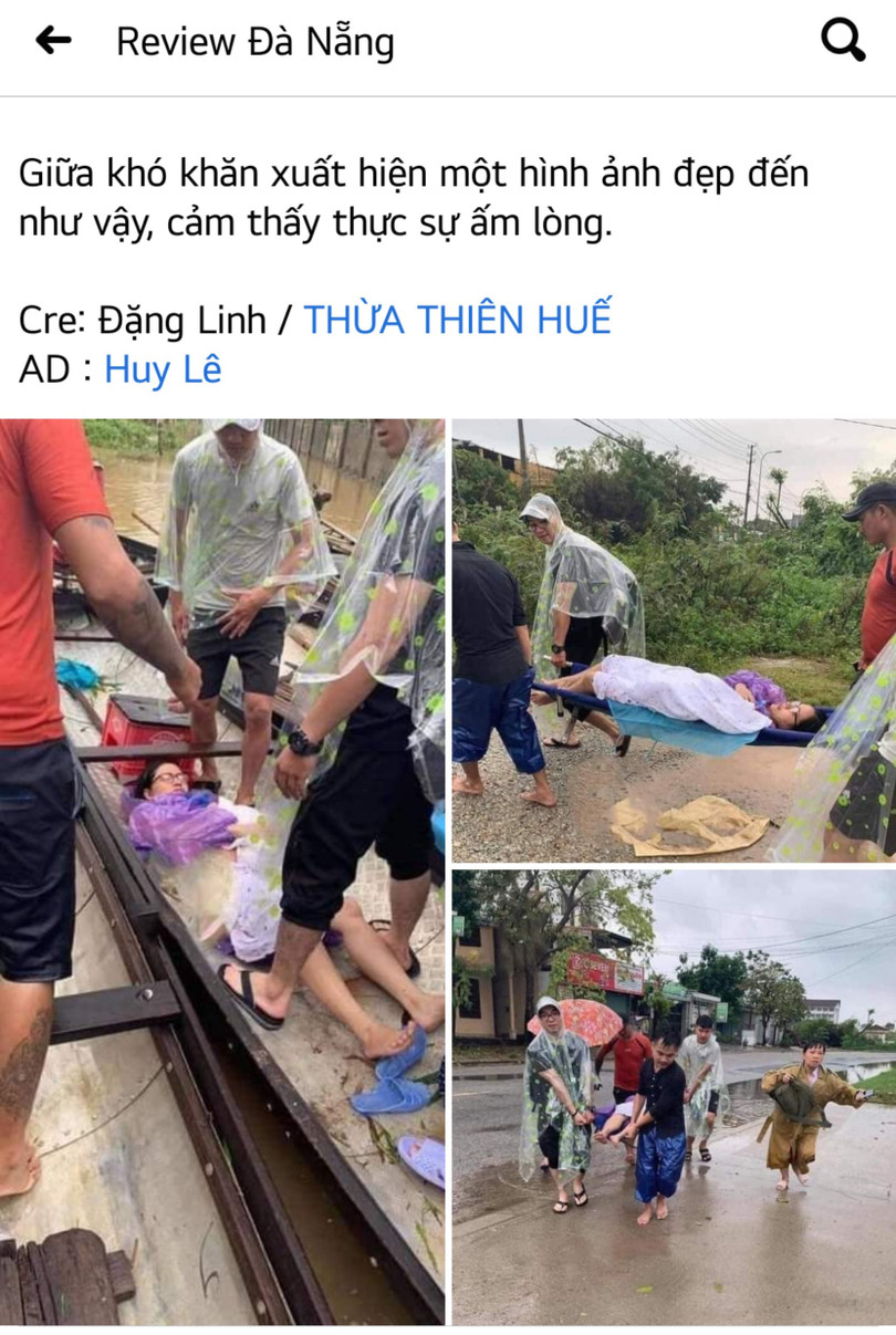 Người dân giúp sản phụ vượt bão đi sinh an toàn. Ảnh chụp màn hình. Người dân giúp sản phụ vượt bão đi sinh an toàn. Ảnh chụp màn hình.