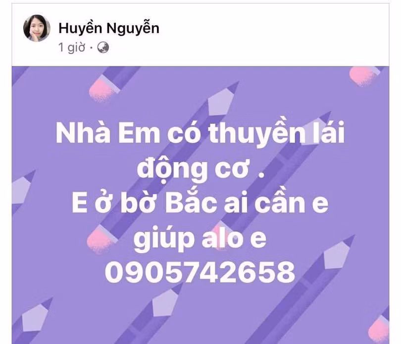 Những phương tiện cứu hộ "dã chiến" giảm tải cho lực lượng chức năng. Ảnh: FB Huyền Nguyễn
