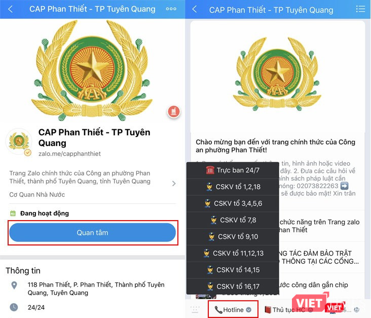 Công an tỉnh Tuyên Quang đã cập nhật các thông tin để người dân tiện liên lạc khi phản ánh.