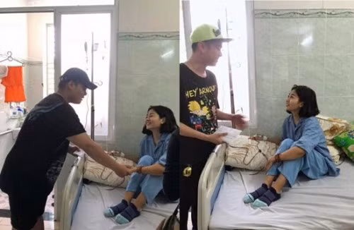 Mai Phương tươi cười khi đồng nghiệp đến thăm. Ảnh: Đời sống pháp luật Mai Phương tươi cười khi đồng nghiệp đến thăm. Ảnh: Đời sống pháp luật