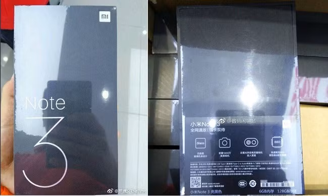 Lộ ảnh hộp bán lẻ của Xiaomi Mi Note 3 trước giờ ra mắt ảnh 1