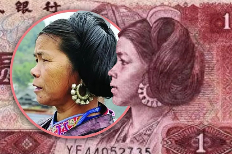 Gần 5 thập kỷ sau khi được phát hành, hình ảnh "cô gái 1 nhân dân tệ" trên tờ tiền phiên bản thời đó đã được tìm thấy. Ảnh: Sohu.