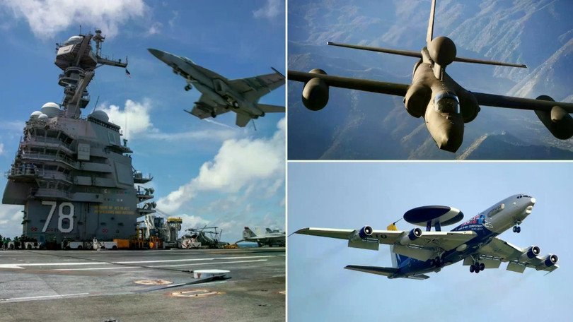 Các tàu sân bay, máy bay chiến đấu thế hệ thứ 5 và hệ thống phòng thủ tên lửa đã được Mỹ triển khai đến Trung Đông. Ảnh: IE.