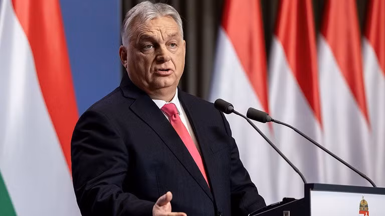 Thủ tướng Hungary Viktor Orban phát biểu tại cuộc họp báo thường niên ở Budapest, Hungary, ngày 5/1. Ảnh: Getty.