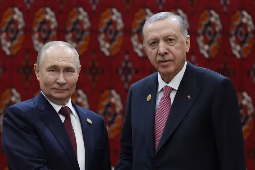 Hình ảnh do Phủ Tổng thống Thổ Nhĩ Kỳ công bố ngày 12/12 cho thấy Tổng thống Nga Vladimir Putin và Tổng thống Thổ Nhĩ Kỳ Recep Tayyip Erdogan. Ảnh: Getty.