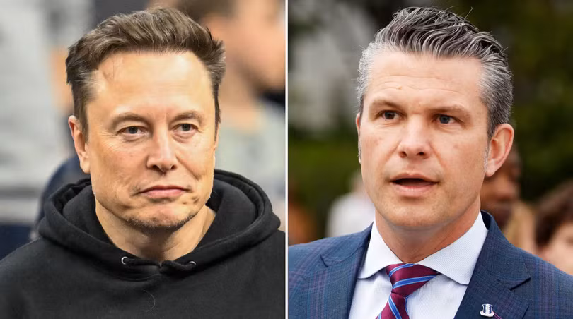 Tỷ phú Elon Musk và Bộ trưởng Chiến tranh Mỹ Pete Hegseth. Ảnh: DailyBeast.