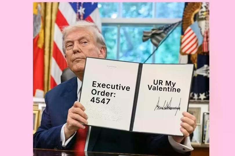 Một trong những tấm thiệp Valentine độc ​​đáo của Tổng thống Mỹ Donald Trump được Nhà Trắng chia sẻ. Ảnh: Instagram/whitehouse.