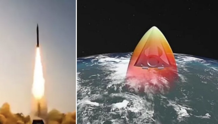 Hình ảnh được cho là vụ phóng Fattah-2 và phương tiện lượn siêu thanh đang bay (đồ họa). Ảnh: MW.