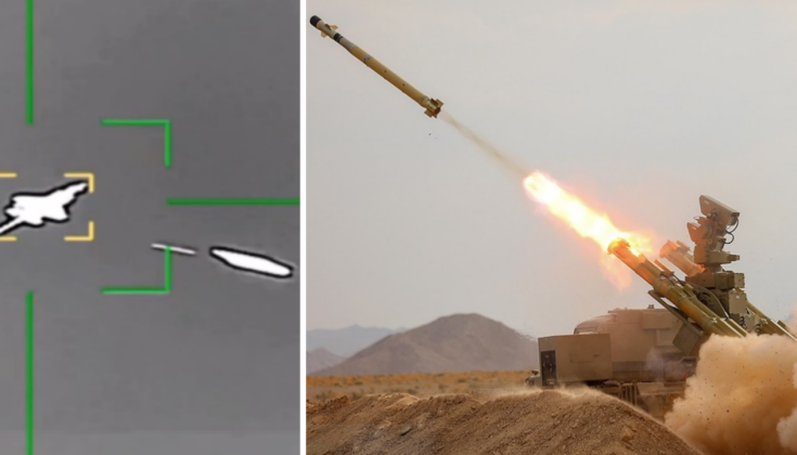 Hệ thống phòng không Majid được phóng và máy bay F-35 của Mỹ ngay trước khi va chạm. Ảnh: MW.