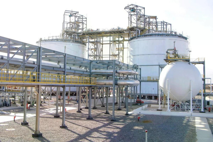 Tại sa mạc Gobi, ngoại ô Golmud, tỉnh Thanh Hải, một cơ sở đang sử dụng khí nén để lưu trữ năng lượng. Ảnh: SCMP.