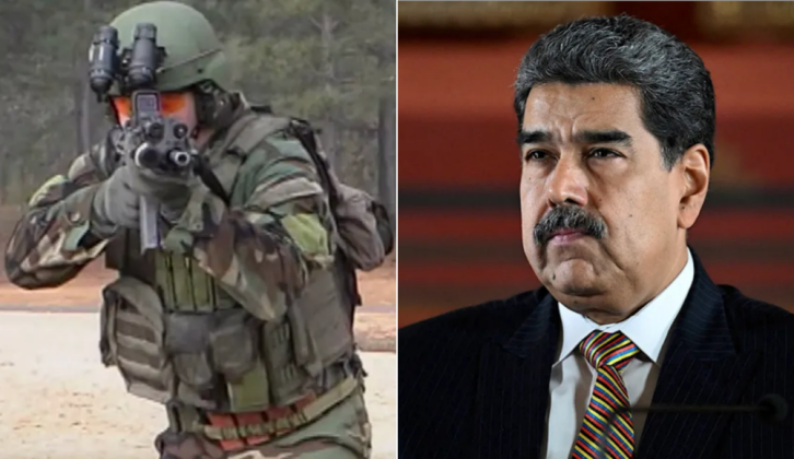 Hình ảnh một binh sĩ thuộc lục lượng Delta Force và Tổng thống Venezuela Nicolas Maduro. Ảnh: Getty.